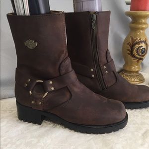 Harley Davidson Brown Distressed Leather Boots
